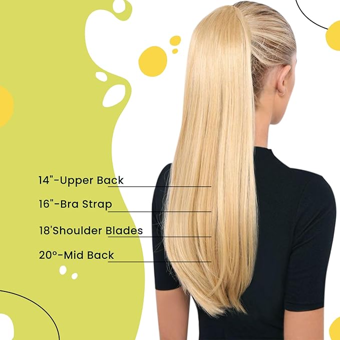 RUNATURE Ponytail Extension Human Hair Blonde 12 Inch 70g Short Real Hair Ponytail Extension Ash Blonde Highlight Bleach Blonde Human Hair Ponytail Straight Wrap Clip in Pony Tails Extension