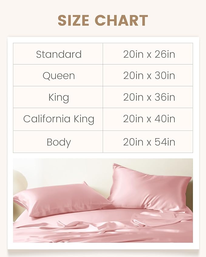 THXSILK Set of 2 Silk Pillowcase for Hair and Skin, 100% Mulberry Silk Bed Pillowcase Ultra-Soft, Hypoallergenic Soft Breathable Silk Pillow Case with Hidden Zipper, Body Size 20"x54", Pink