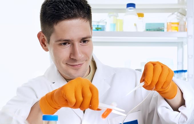 Inspire HEAVY DUTY ORIGINAL Stretch Nitrile Black Gloves Disposable Latex Free | Food, Mechanic, 6mil Black or 8 Mil Orange
