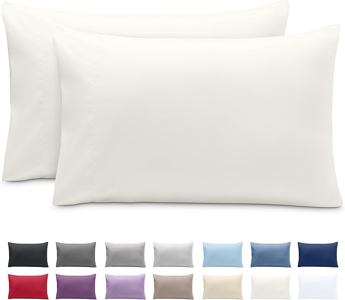Bare Home Microfiber Pillow Cases - Standard Size Set of 2 - Cooling Pillowcases - Double Brushed - Easy Care - Envelope Closure (Standard Pillowcase Set of 2, Cream)