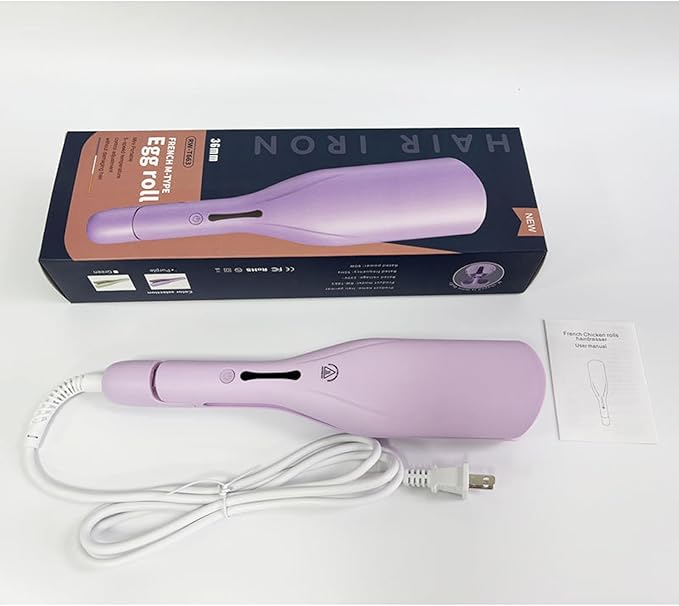 Crimper Hair Tool, Hair Crimper for Women, Beach Waves Curling Wand with Negative Ions, Adjustable Temp, Anti-Scald Design, Auto Shut-Off, Dual Voltage, 1.42 Inch (Purple)
