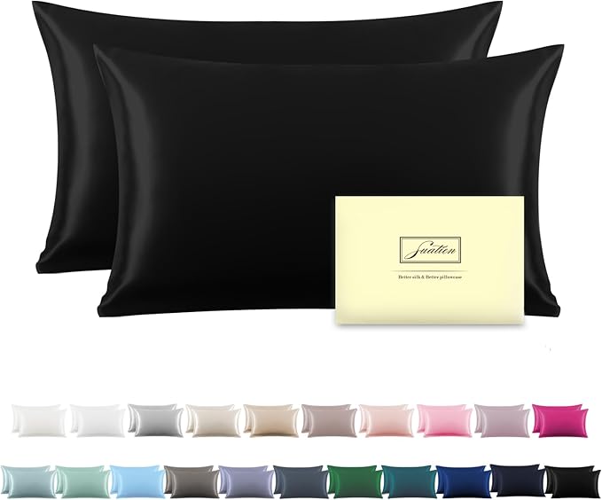 Silk Pillowcase for Hair and Skin,Soft,Breathable and Sliky 100% Queen Silk Pillow Case Set of 2,Both Sides Natural Mulberry Silk Pillowcases with Hidden Zipper(Queen Size 20"X 30",2pcs)