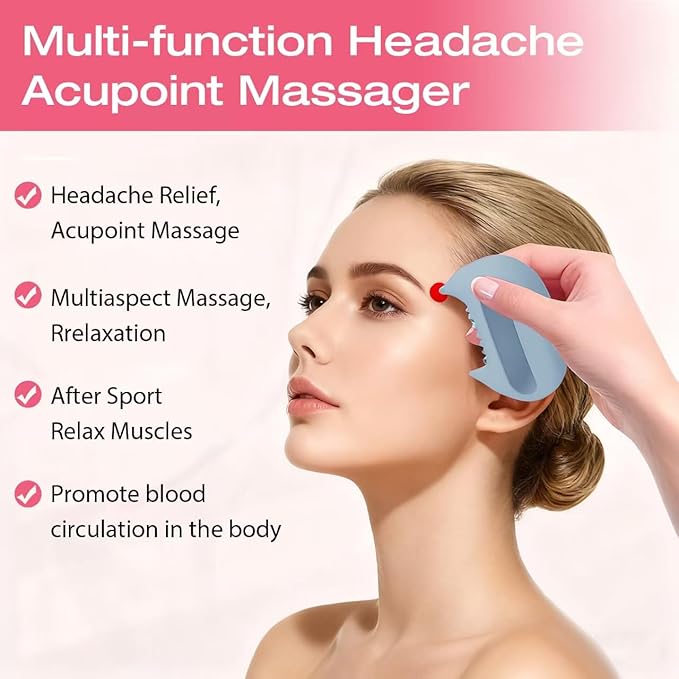 Relief Head & Body Acupressure Massager - Flexible Silicon Tool for Headache, Neck, Shoulder, Leg Pain, Muscle Fatigue & Circulation Boost - Post-Workout Recovery & Full-Body Massage (Pink)