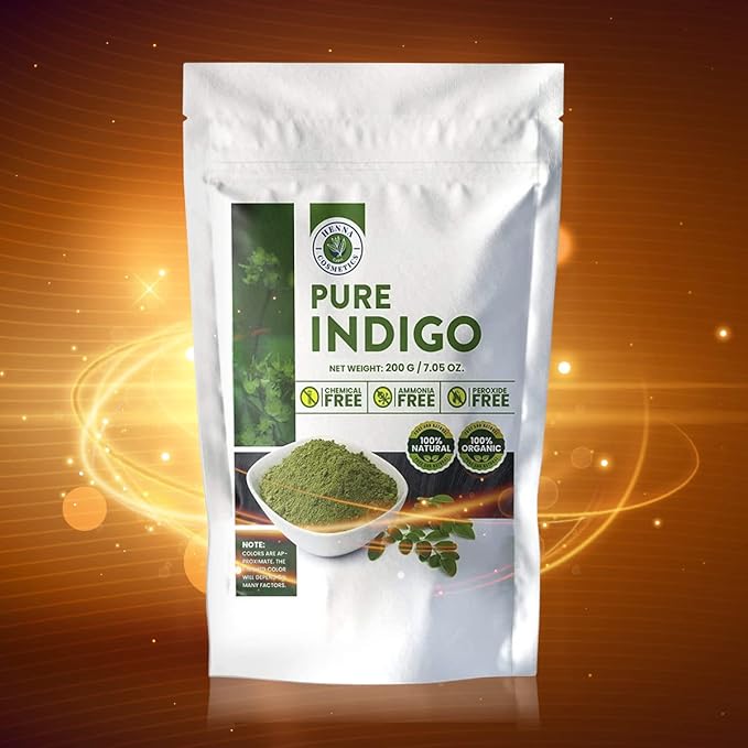 Indigo Powder for Hair Organic Black, Pure Henna Powder for Hair Natural Indigo Hair Dye Kit, 200 Grams (7.5 Ounces)