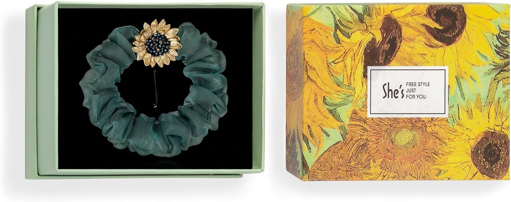 Sunflower Brooch pin with hand beading, She's Free Style Just For You Flower Oil Dropping Brooches for women, Metal Plating Process Safety pins with Nail Bead Crystal