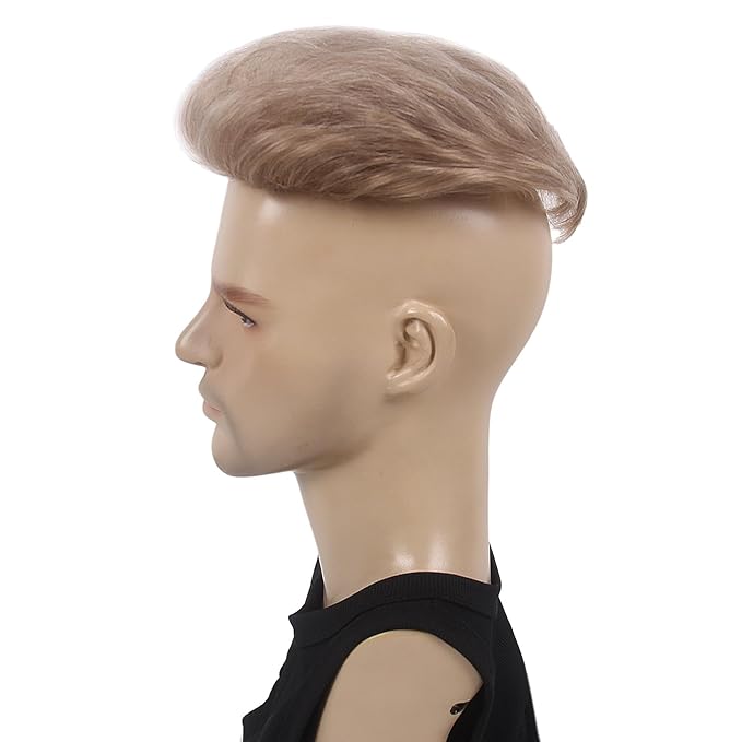 H&Bwig Men Short Toppers Hairpiece Clip in Hair Extensions for Covering White Loss Hair Toupee (Blonde6060#8-26-613)