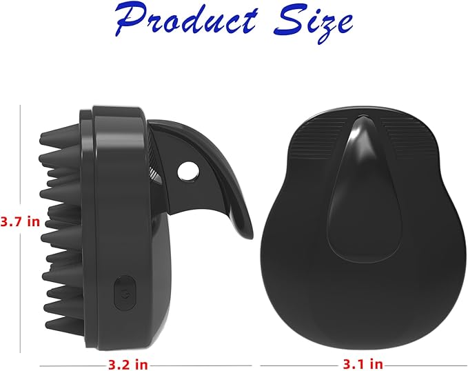 Sonic Scalp Scrubber with Silicone Bristles for Hair Growth & Dandruff Removal, Waterproof, Rechargeable, 3 Vibration Levels (Black)