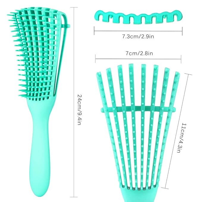 Detangling Brush for Afro America/African Hair Textured 3a to 4c, Knots Detangler Scalp Massage Comb Hair Detangler for Women (2 pcs, Black-Black)