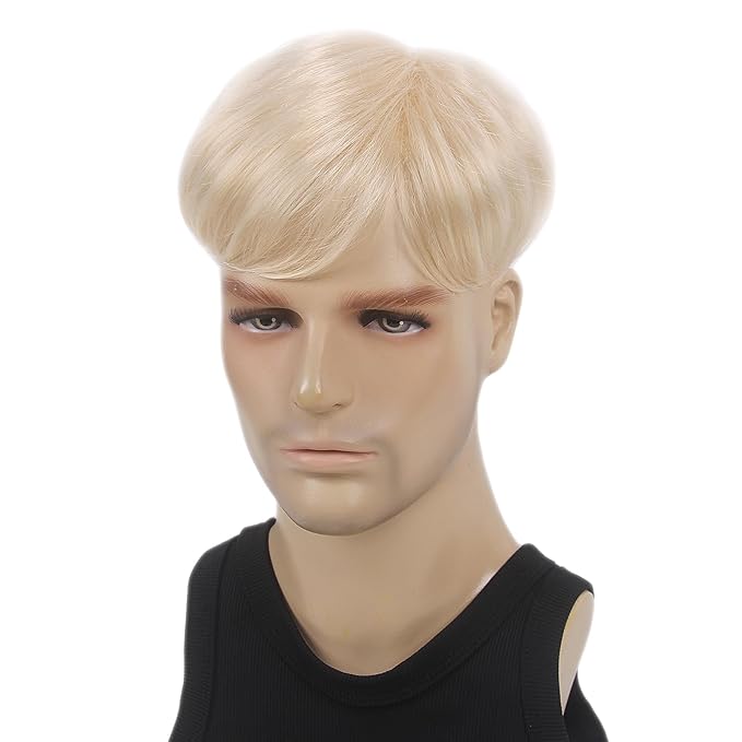 H&Bwig Men Short Toppers Hairpiece Clip in Hair Extensions for Covering White Loss Hair Toupee (Blonde6063#613)