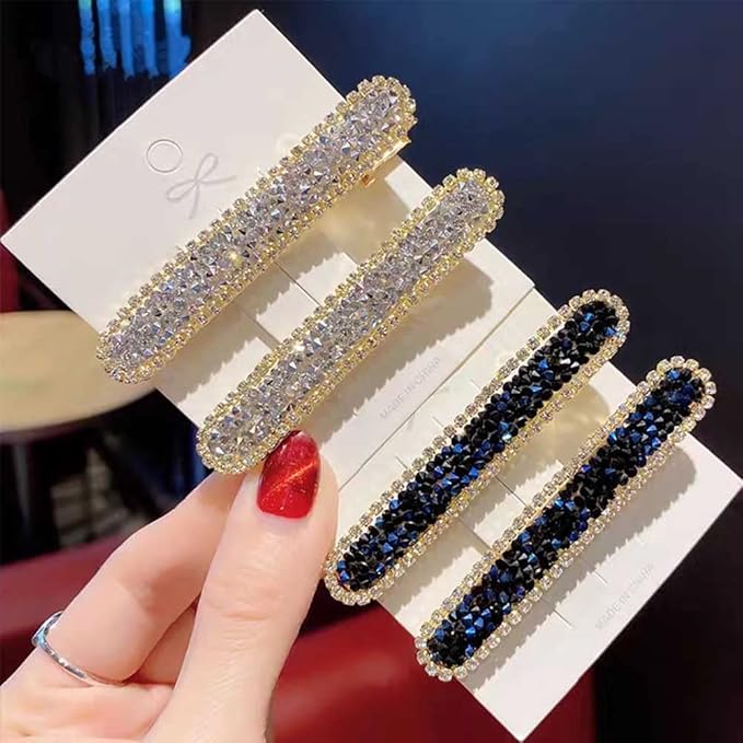 WHITEBRIDGE 4pcs Crystal Alligator Clips For Women Girls