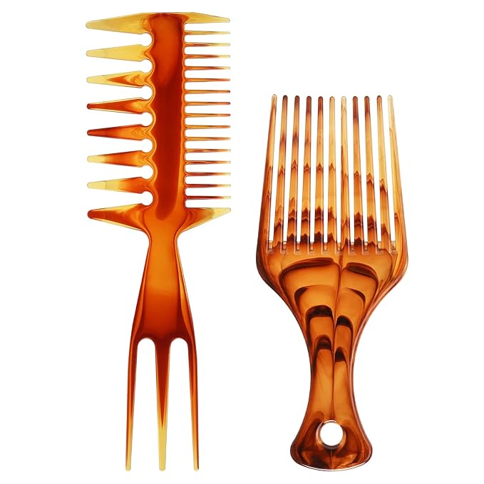Tbestmax 2 Pcs Hair Comb Styling Set Tail Combs Afro Pick Pik Brushes African American Hair Brush Barber