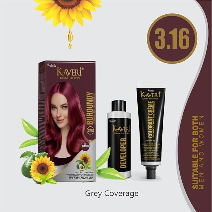 Creme Hair Color Permanent Hair Dye Color - With Improved Creme Formula for 100% Gray Coverage Ammonia Free Hair Color Dye for Rich Bright Long lasting (Burgundy, 3.04 Fl Oz)