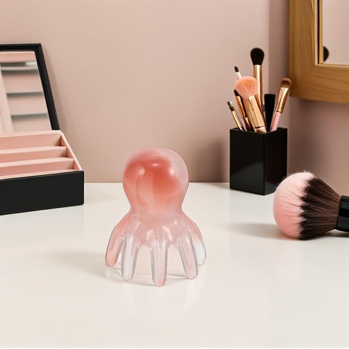 Mikinona Octopus Scalp Massager Comb 2Pcs, Manual Meridian Scalp Scrubber Claw Acupressure Tool for Head, Neck, and Back Massage, Pink Hair Care and Relaxation Device