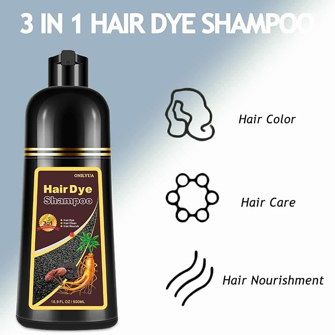 Hair Dye, Hair Dye Shampoo for Women & Men, Color Shampoo Hair Dye 16.9 Fl Oz, Safe and Natural Champu Para Canas (Dark Wine Red)