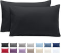 Bare Home Microfiber Pillow Cases - Standard Size Set of 2 - Cooling Pillowcases - Double Brushed - Easy Care - Envelope Closure (Standard Pillowcase Set of 2, Black)