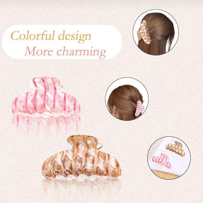 Turtle Shell Banana Clip for Women Hair Claw for Thick & Curly Hair Fashion Hair Accessories for Women & Girls FEADIR 2 Pcs