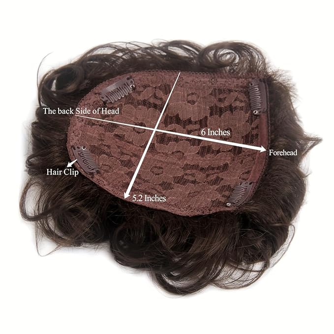 H&Bwig Men Short Toppers Hairpiece Brown with Clips in Hair Extensions for Covering White Loss Hair Toupee
