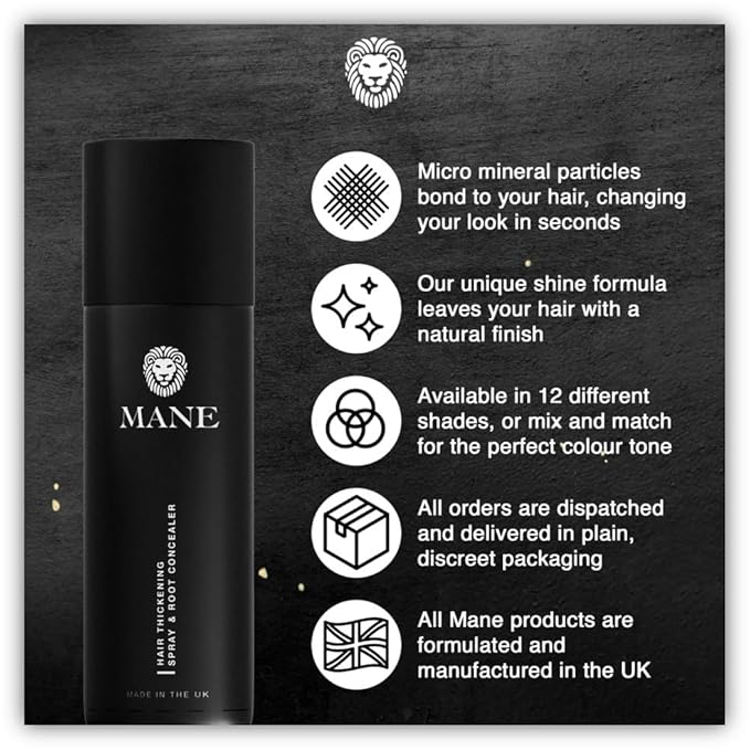 Hair Thickening Fiber Spray by Mane (200 ml, Medium Brown)