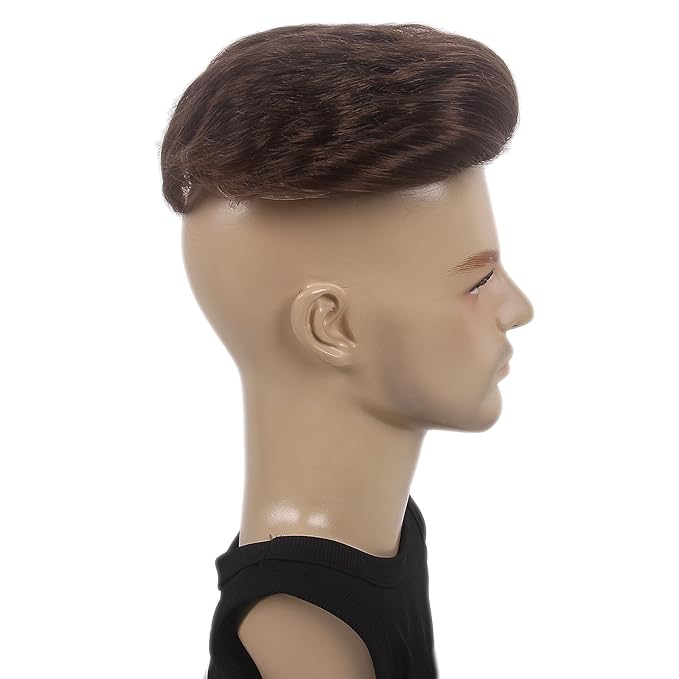 H&Bwig Men Short Toppers Hairpiece Clip in Hair Extensions for Covering White Loss Hair Toupee (Brown6060#6-10)