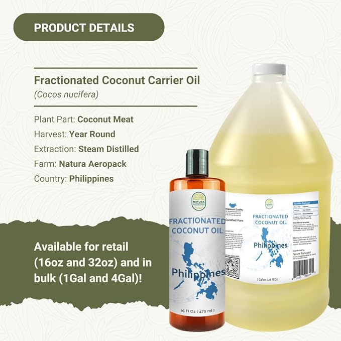 Fractionated Coconut Oil - Sourced Directly from our Farm Partner in the Philippines - Carrier Oil for Diluting Essential Oils, Body, Hair, and Skin Moisturizer - (16oz)