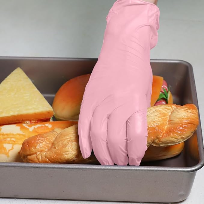 Disposable Gloves Small, Nitrile and Vinyl Blend Material Gloves, Latex Free 4 Mil 1000 Pc Food Grade Glove for Cleaning, Food Prep, Hair Dye, Tattoo, Pink