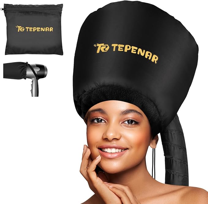 Hair Dryer Bonnet - Upgraded Extra Large Soft Adjustable Hooded Cap for Fast Hair Styling and Care