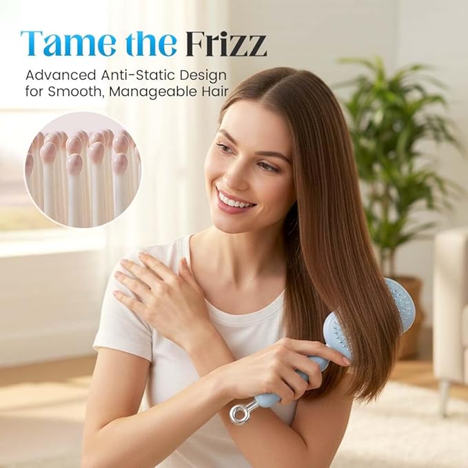 Retractable Cushion Massage Comb, 2026 New Self Cleaning Hair Brush, Anti Static Self Cleaning Hair Brush for Women Men (Blue#2Pcs)