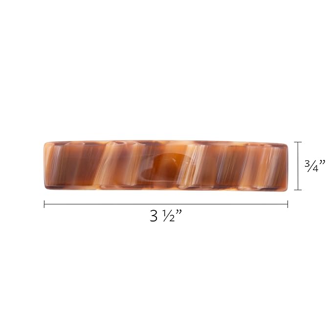 Warm Beige Hair Barrette for Thin Hair, Classic Rectangle French Barrette for Women, Lightweight and Comfortable, Strong Hold, Caramel Horn | France Luxe