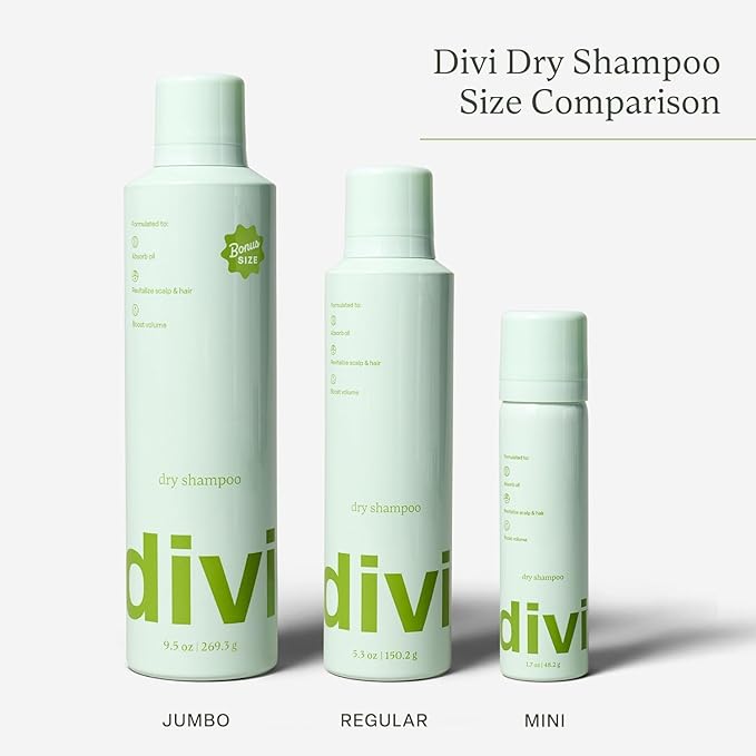Divi Dry Shampoo Spray for Women - Formulated to Absorb Oil, Balance the Scalp and Extend Time Between Washes - Free of Benzene, Butane, Propane and Talc, 5.3oz (2 Pack)
