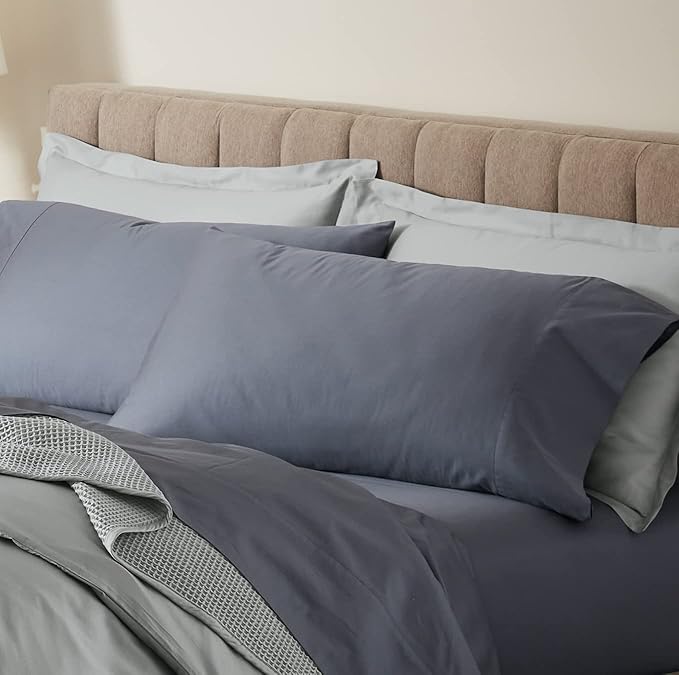 Boll & Branch Signature Hemmed Pillowcase Set - Standard, Mineral - Luxury 100% Organic Cotton - Buttery Soft and Breathable - Softer with Every Wash - 2 Pillowcases Included