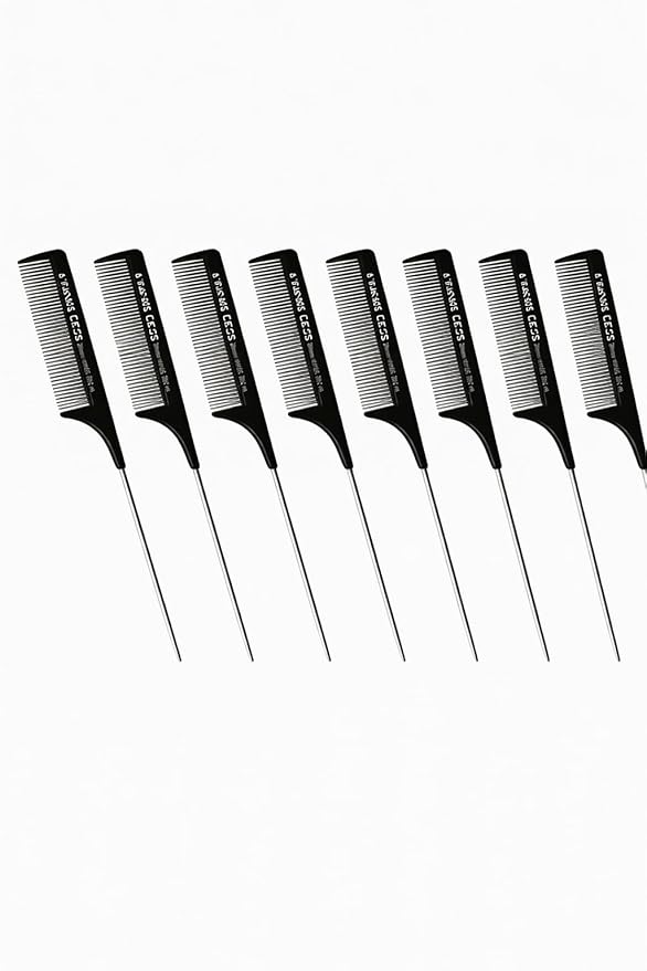 Ultimate Hair Detangling Brush for Professional Styling Long Tail Rat Detangler Comb | Anti Static Fine Teeth Black Carbon Fiber Heat Resistant