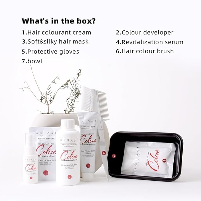 NOUGAT Cold Brew Permanent Hair Color Kit - 100% Gray Coverage, Ammonia Free & PPD Free for Sensitive Scalp - 3-in-1 Color, Repair & Nourish System with Anti-Aging Hair Mask & Essence