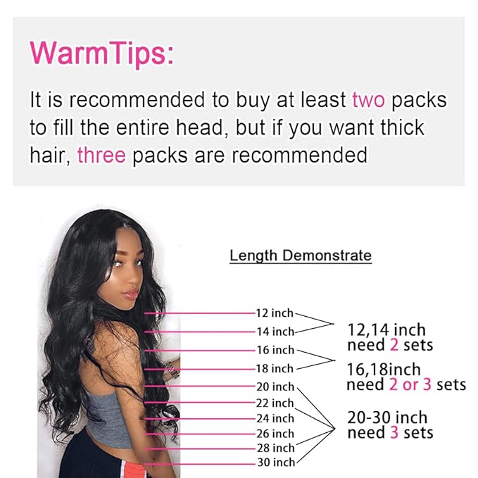 30Inch Clip in Hair Extensions Real Human Hair Body Wave 8Pcs Brazilian Human Hair Clip in Extensions with 18Clips Double Lace Weft 120g #1B Natural Black