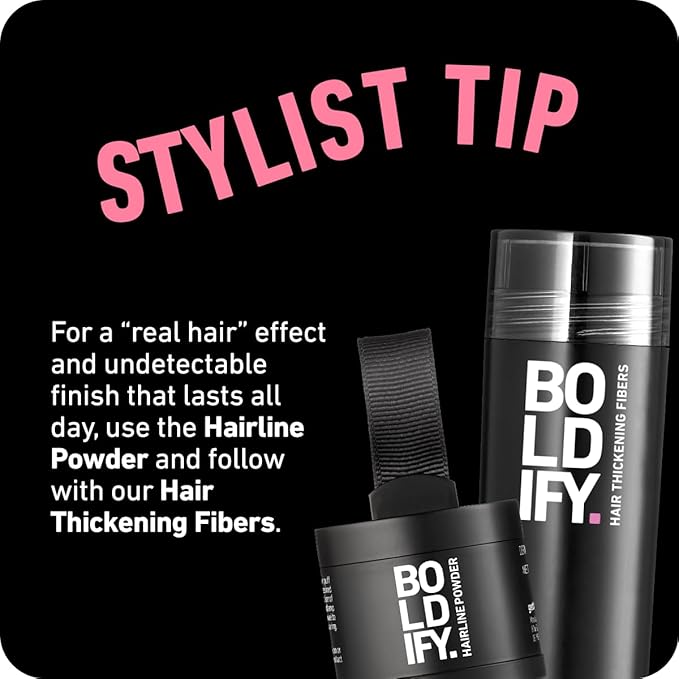 BOLDIFY Hairline Powder - Root Touch Up Hair Color for Gray Coverage - Bald Spot Concealing Hair Powder for Women & Men - 24-Hour Stain-Proof - Black