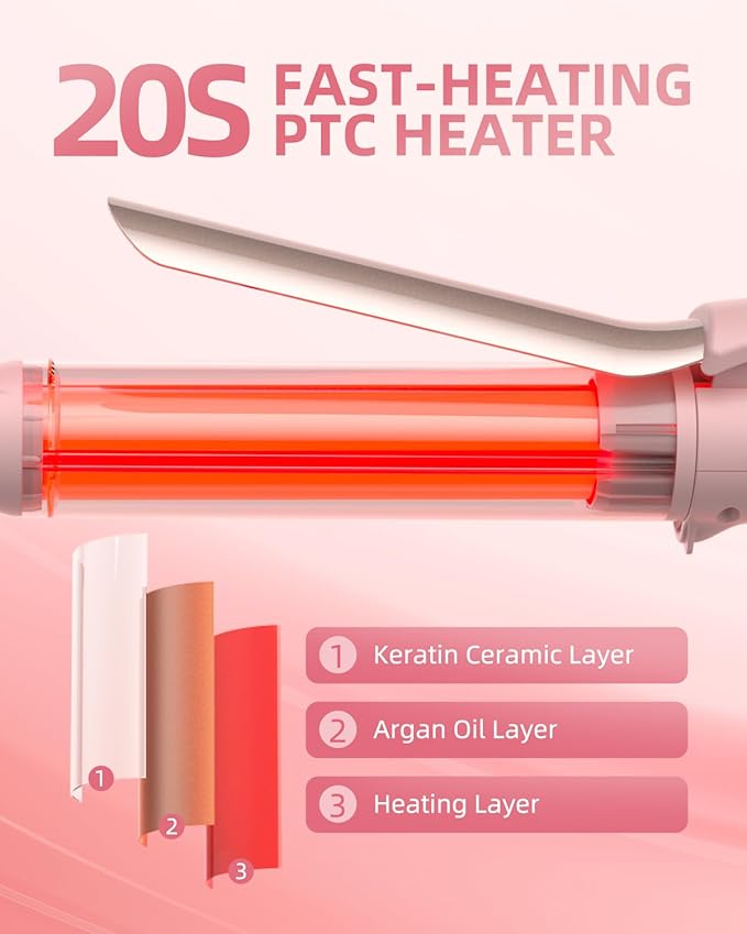 Curling Iron 1.25 Inch, Long Barrel 1 1/4 Inch Hair Curler, 43 Million Ionic Ceramic Curler with 5 Temp up to 430 Degrees, Auto Shut-Off, Dual Voltage
