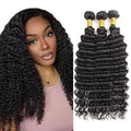 Deep Wave Bundles Human Hair Natural Black Bundles 12 14 16 Inch Niegmeag Brazilian Virgin Soft and Silky Remy Hair Extensions Color 1B Deep Wave Bundle