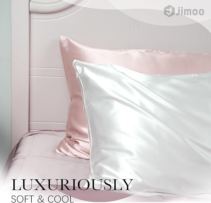 100% Mulberry Silk Pillowcase for Hair and Skin, 22 Momme Pure Natural Silk Pillow Case Both Sided with Zipper, Pillow Cover for Women Mom Men (Light Pink, King 20''×36'', 1 Pack)