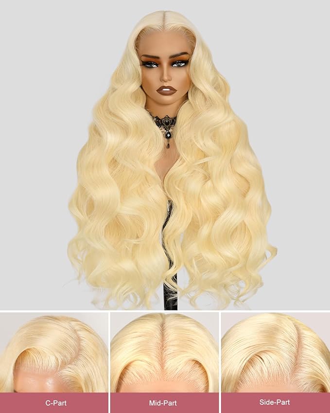 613 Lace Front Wig Human Hair 13x4 Blonde Body Wave Hd Transparent Lace Frontal Wigs Human Hair Pre Plucked With Baby Hair 180% Density Blonde Glueless Wigs Human Hair 20 Inch