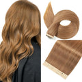 Golden Brown Tape in Hair Extensions Real Human Hair 24 Inch Tape for Skin Weft Hair Extension Invisible Tape in Hair Extensions Straight Remy Human Hair for Women 20pcs