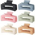 3.5 Inch Square Hair Clips for Women 6 Pack Hair Claw Clips Medium Claw Clips for Thick Thin Hair Rectangle Banana Jaw Hair Accessories for Women Girls -Basic