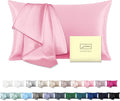 Natural Mulberry Silk Pillowcase for Hair and Skin Standard Size 20"X 26" Case with Hidden Zipper Soft Breathable Smooth Cooling Silk Pillow Covers for Sleeping(Pink,1Pcs)