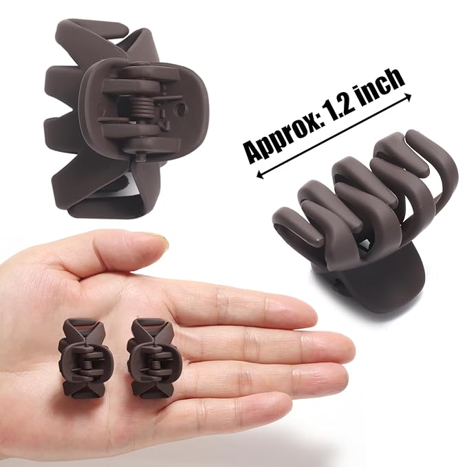 Cobahom 12 Pack Small Hair Claw Clips 1.2 Inch Matte Hair Clips for Thin Hair No-Slip Mini Hair Clip Hair Styling Accessories for Women and Girls (Matte Chocolate)