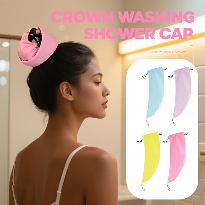 Waterproof Hair Sleeve for Long Hair, Crown Washing Shower Cap Ponytail, Reusable Adjustable, Quick Root Refresh for Shower Gym Travel Pool Beach, Time Saver (Purple, 2PC)