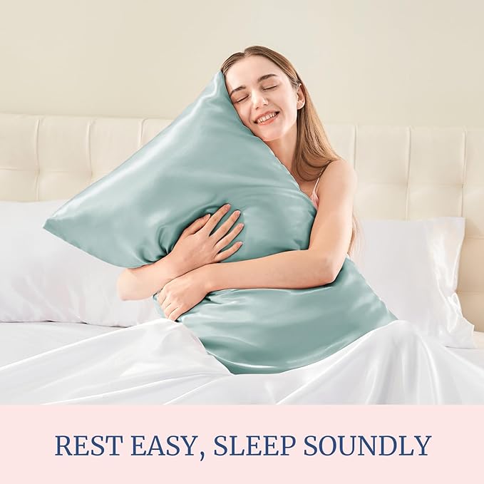 BEDELITE Satin Pillowcase for Hair and Skin, Super Soft Similar to Silk Pillow Cases 4 Pack with Envelope Closure, Cooling Pillowcases for Women Men (20"x30" Queen Size, Haze Blue)