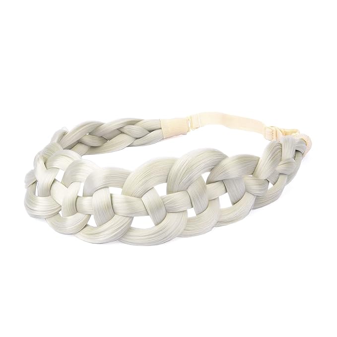 DIGUAN Hollow out Synthetic Hair Braided Headband Hairpiece Women Girl Beauty accessory for Women (Light Ash Blonde)
