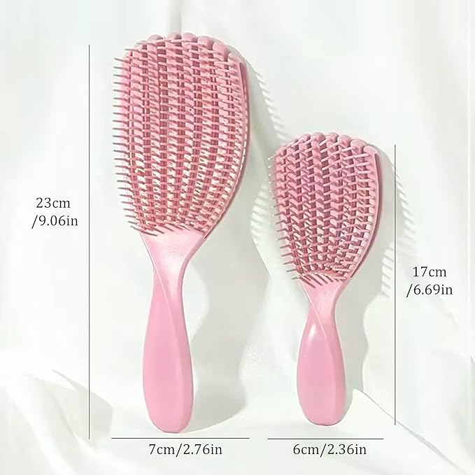 Hair Brush for Afro American/African Hair Textured Professional Curved Vented Brush Wet Dry Curly Hairbrush Detangling Massage Hairdressing Comb (Pink, Big)