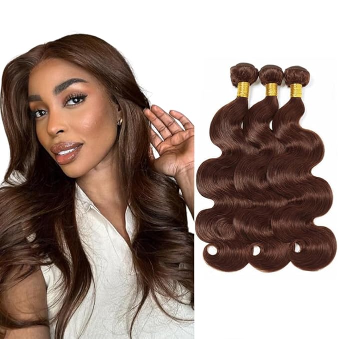 28 28 28 Inch Chocolate Brown Bundles Human Hair Color 4 Body Wave Bundle Brazilian Virgin Remy Hair Extensions Niegmeag Double Weft Dark Brown Body Wave Bundle 300g