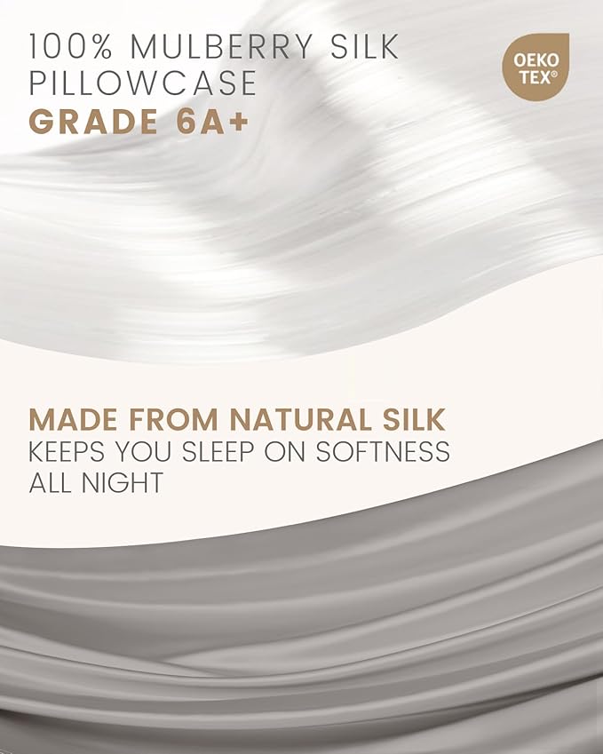 THXSILK 100% Natural Mulberry Silk Pillowcase for Hair and Skin, Silk Body Pillowcase with Hidden Zipper, Ultra-Soft Breathable Smooth Both Sided Silk Pillow Cover, Body Size 20"x54", Grey