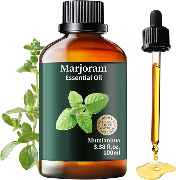 Pure Marjoram Essential Oil, Mumianhua Natural Herbaceous Oil for Bedroom Serenity & Natural Shield, Aromatherapy for Evening Ease, Outdoor Protection, Diffuser, Massage & Skin Care, 3.38 Fl Oz