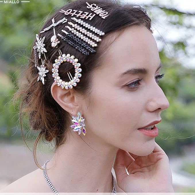 WHITEBRIDGE 8pcs Four Kinds Of Color Crystal Rhinestone Hair Pins For Women Girls